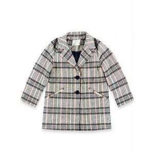 Zara Girls Plaid Button-Front Coat Collared Pockets Mid-Length Cotton 6